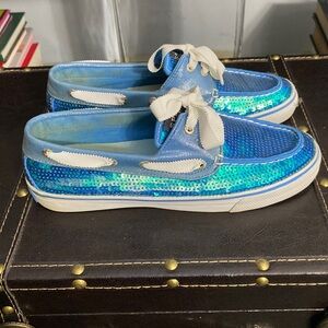 Blue sequin Sperry boat shoes (size 6.5)